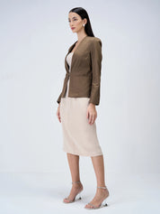 Witty Clean Front Blazer-Umber Green