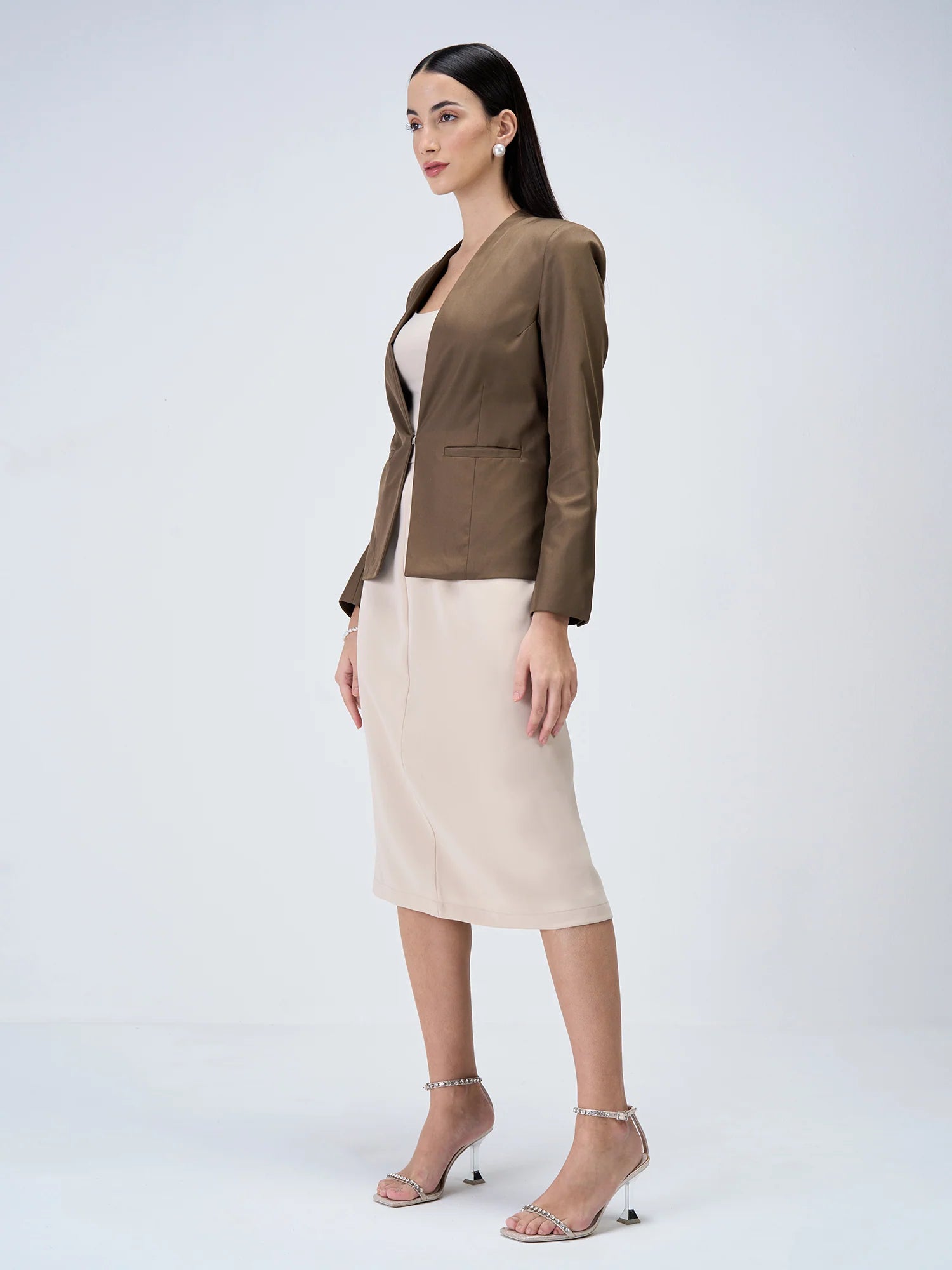 Witty Clean Front Blazer-Umber Green - SALT Attire