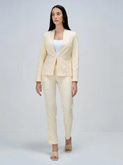 Witty Clean Front Blazer-Cream