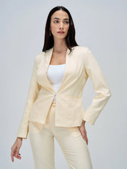 Witty Clean Front Blazer-Cream