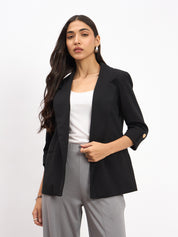 Ecuador Rolled-Up Sleeves Blazer - Black