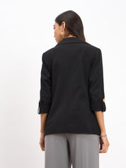 Ecuador Rolled-Up Sleeves Blazer - Black