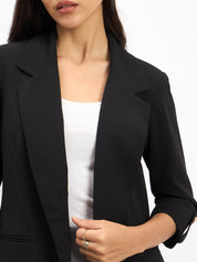 Ecuador Rolled-Up Sleeves Blazer - Black