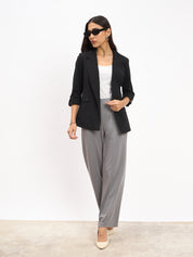 Ecuador Rolled-Up Sleeves Blazer - Black