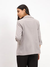 Ecuador Rolled-Up Sleeves Blazer - Light Grey