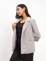 Ecuador Rolled-Up Sleeves Blazer - Light Grey