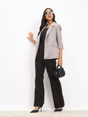 Ecuador Rolled-Up Sleeves Blazer - Light Grey