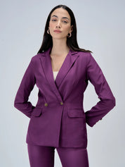 Dominant Double Breasted Blazer-Purple