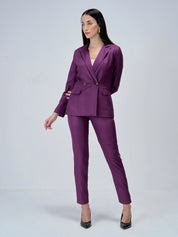 Dominant Double Breasted Blazer-Purple