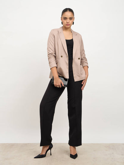 Dominant Double Breasted Blazer-Taupe