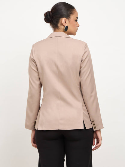 Dominant Double Breasted Blazer-Taupe