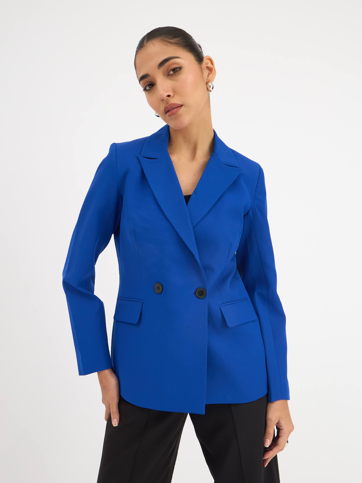 Dominant Double-Breasted Blazer - Electric Blue