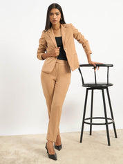 Gritty Single Breasted Blazer - Tan Brown