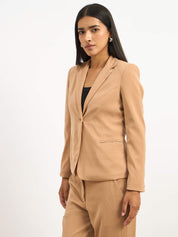 Gritty Single Breasted Blazer - Tan Brown