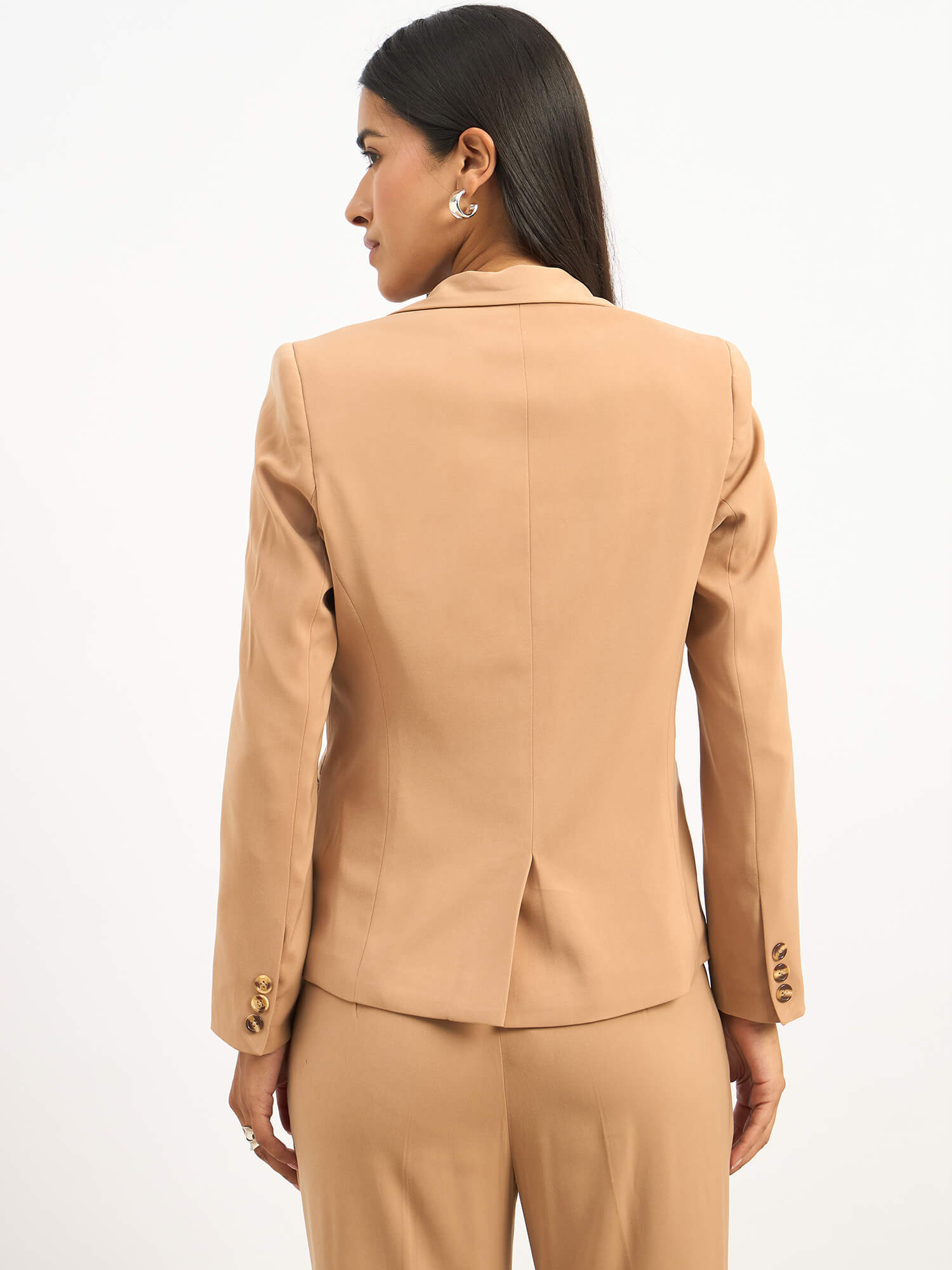 Gritty Single Breasted Blazer - Tan Brown