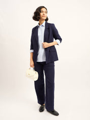 Zephyr Rolled-Up Sleeves Blazer - Navy Blue