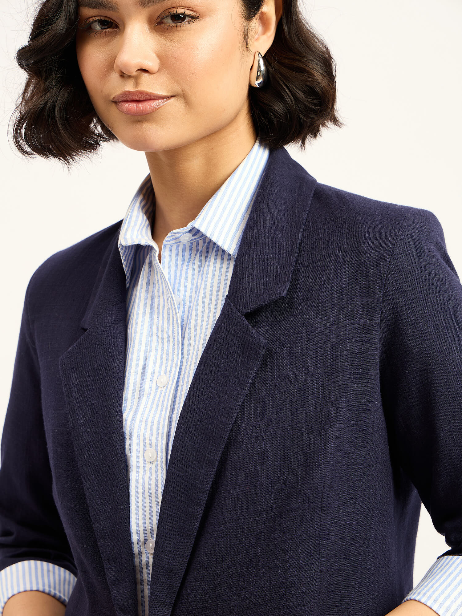 Zephyr Rolled-Up Sleeves Blazer - Navy Blue