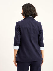 Zephyr Rolled-Up Sleeves Blazer - Navy Blue