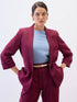 Spunky Ruched Sleeve Blazer-Wine