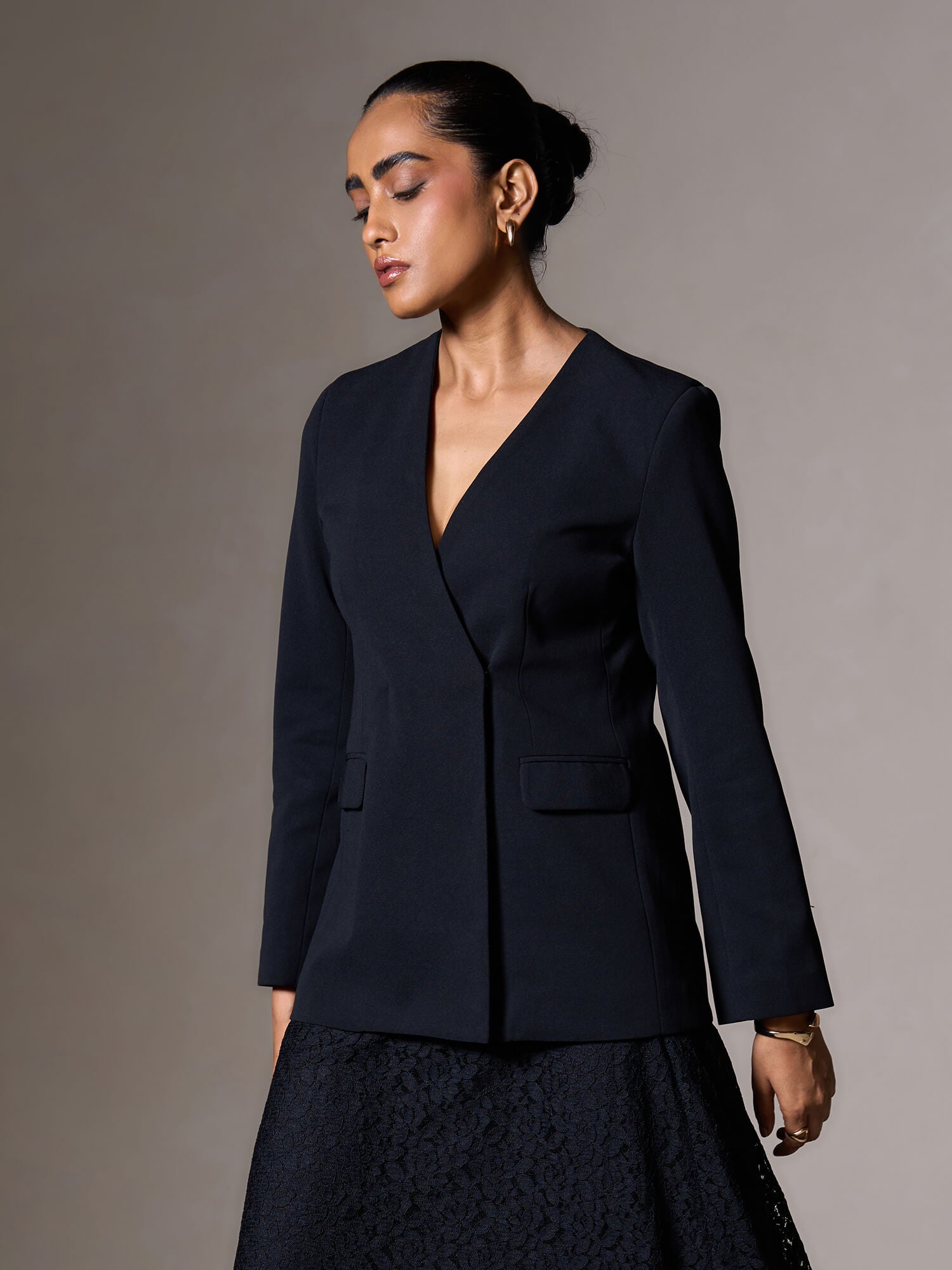 Marcus Clean Front Blazer-Black