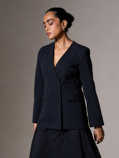 Marcus Clean Front Blazer-Black