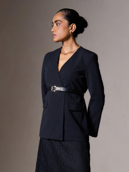 Marcus Clean Front Blazer-Black