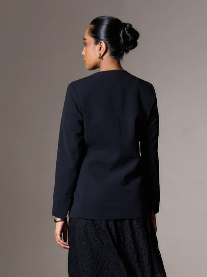 Marcus Clean Front Blazer-Black