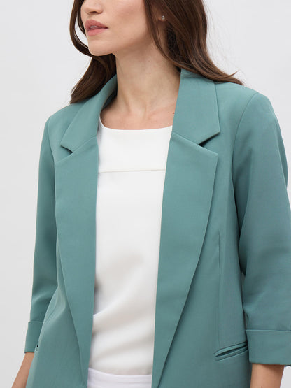 Ecuador Rolled-Up Sleeves Blazer-Sea Green