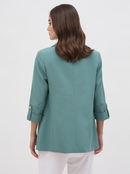 Ecuador Rolled-Up Sleeves Blazer-Sea Green