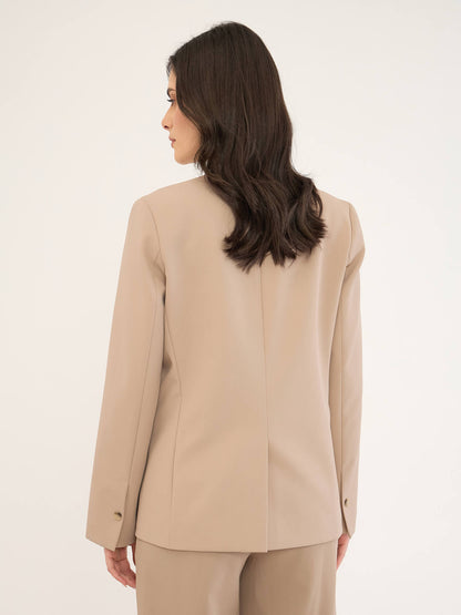 Diddion Collarless Blazer -Beige