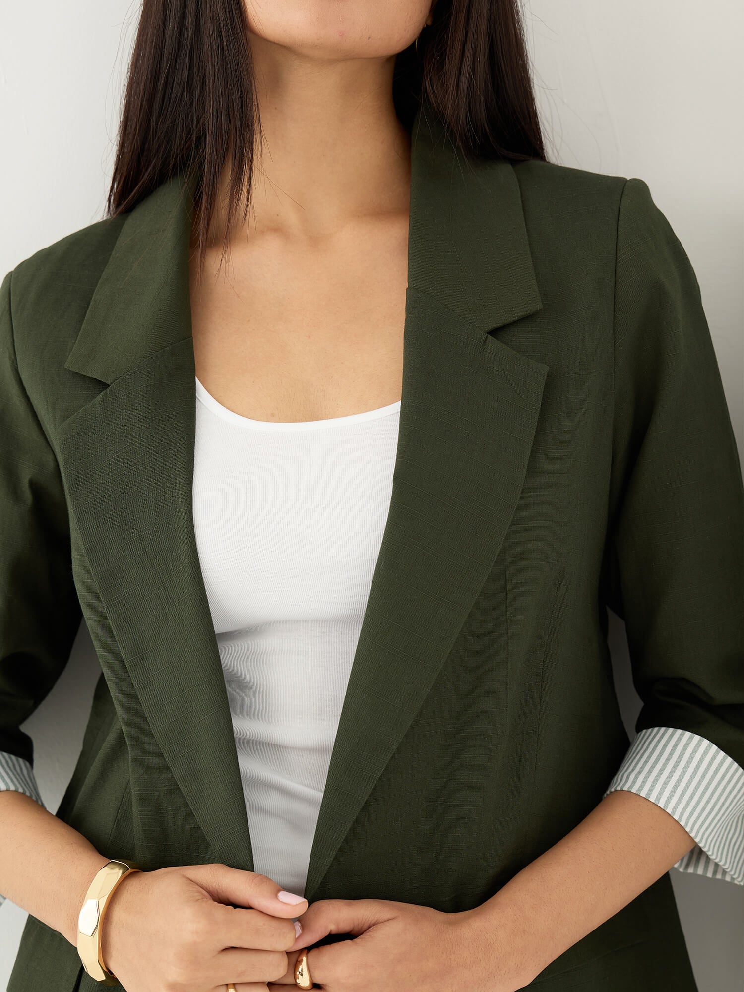 Zephyr Rolled-Up Sleeves Blazer-Forest Green - SALT Attire
