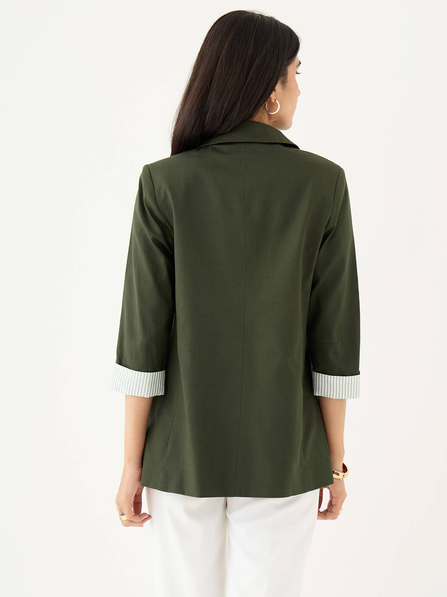 Zephyr Rolled-Up Sleeves Blazer-Forest Green - SALT Attire