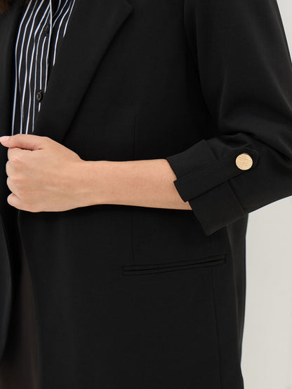 Ecuador Rolled-Up Sleeves Blazer-Black