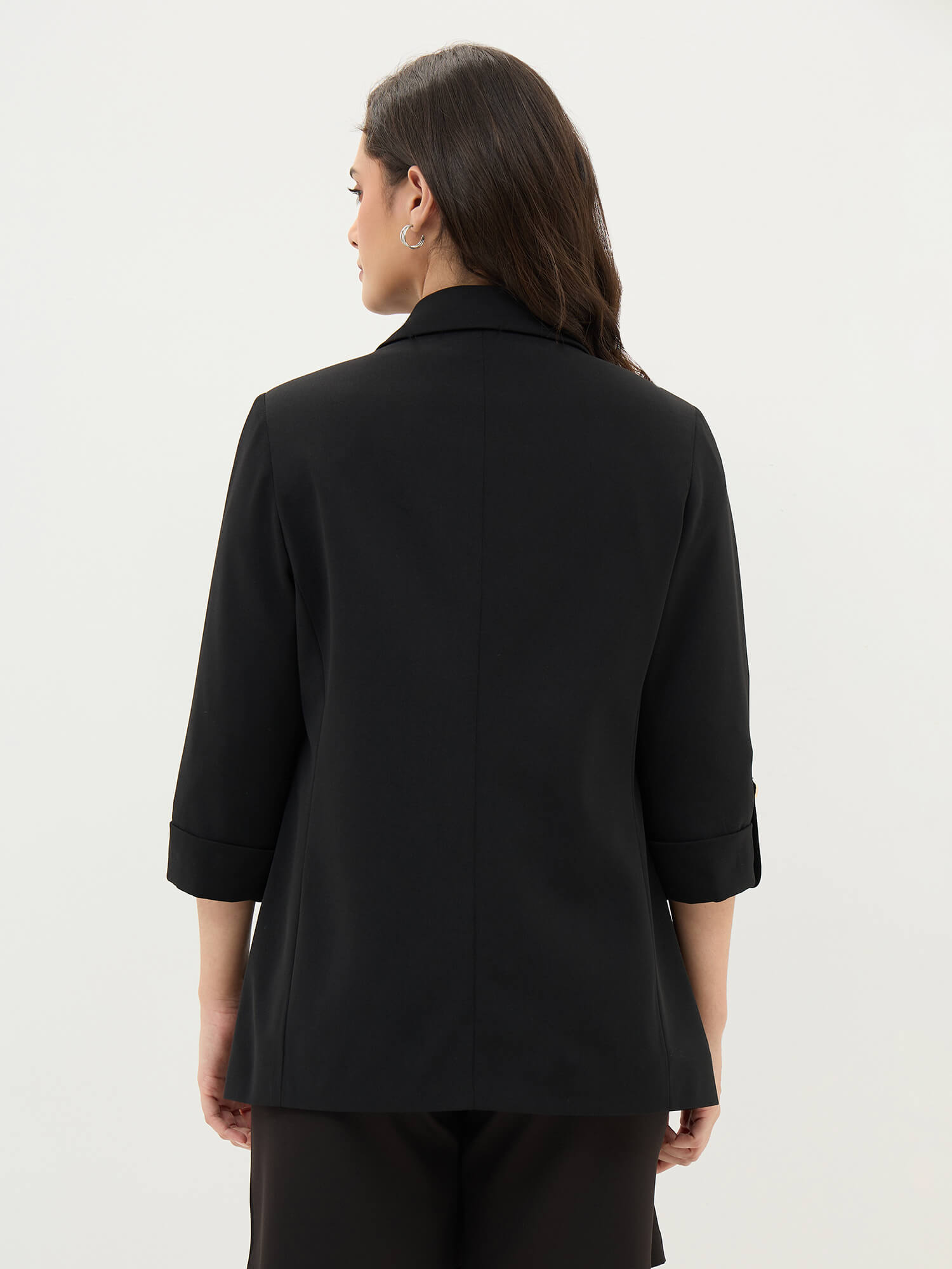 Ecuador Rolled-Up Sleeves Blazer-Black