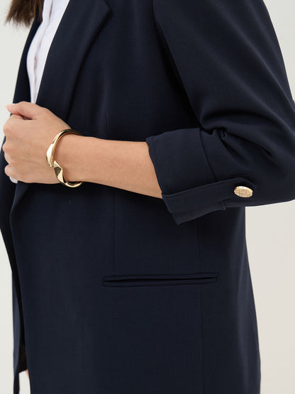 Ecuador Rolled-Up Sleeves Blazer-Navy
