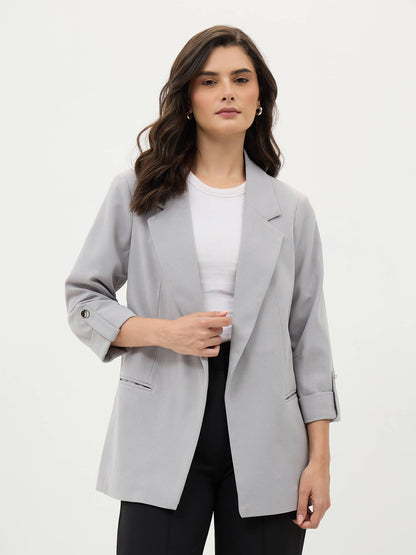 Ecuador Rolled-Up Sleeves Blazer-Cool Grey