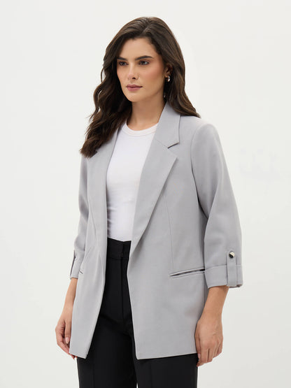 Ecuador Rolled-Up Sleeves Blazer-Cool Grey