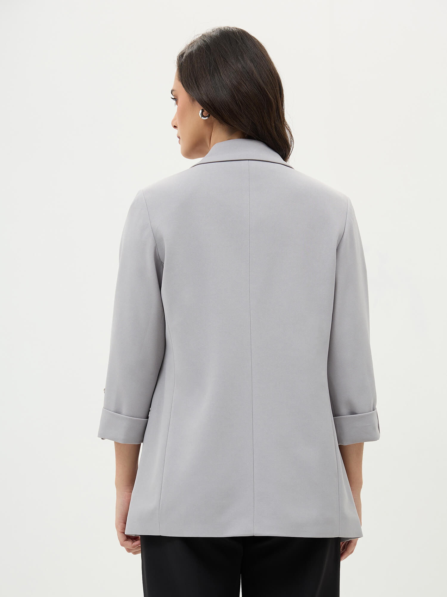 Ecuador Rolled-Up Sleeves Blazer-Cool Grey