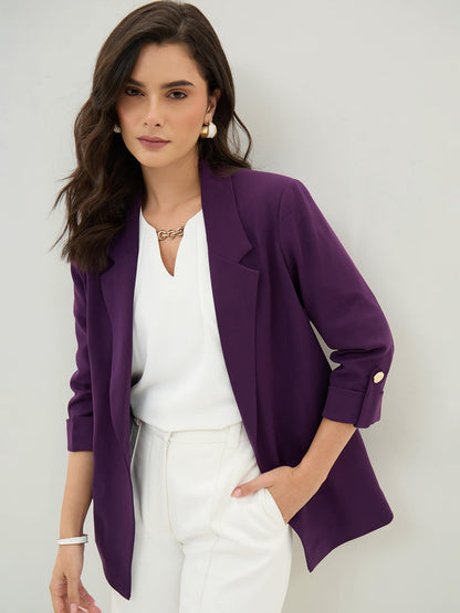 Ecuador Rolled-Up Sleeves Blazer-Purple