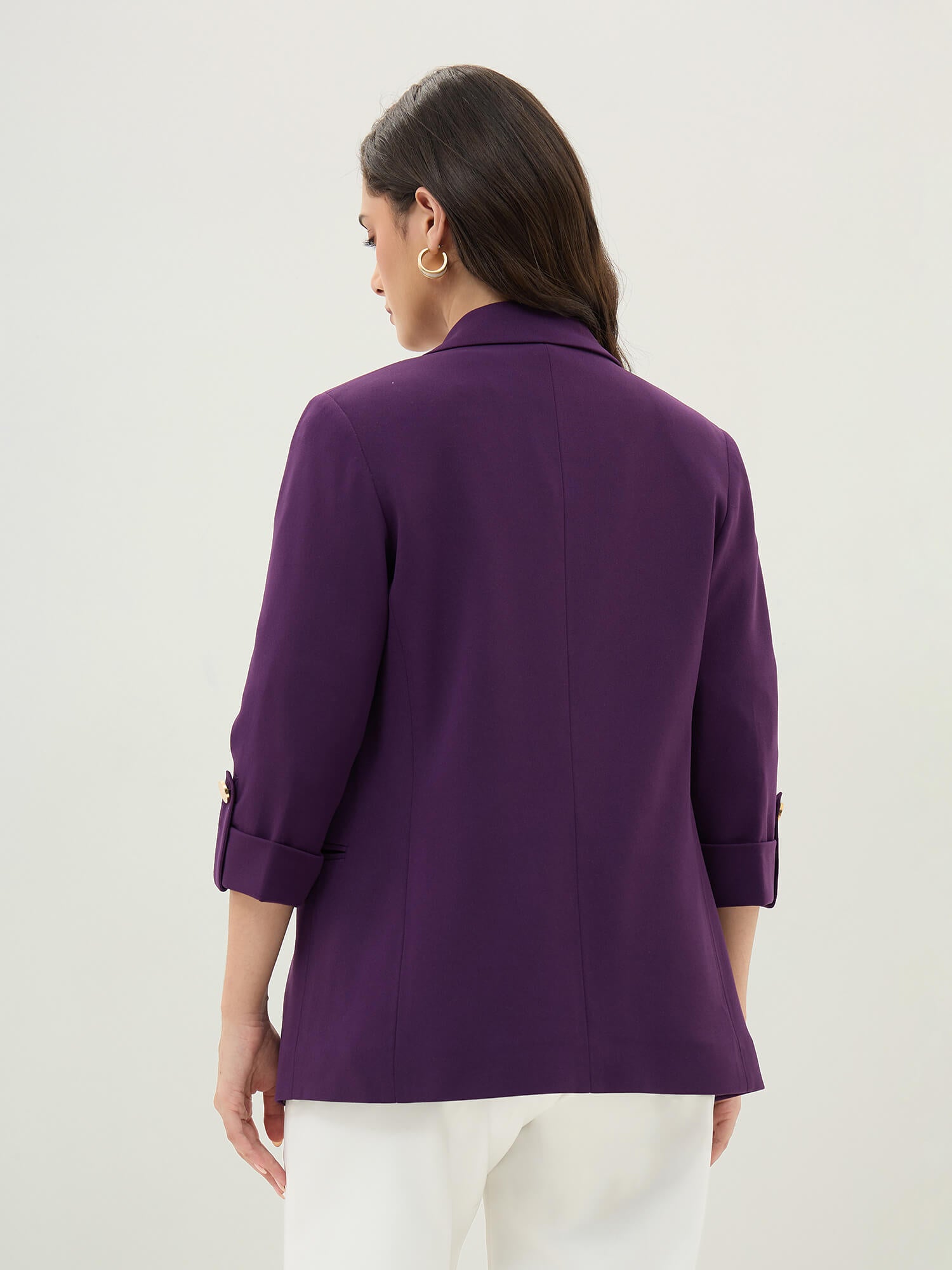 Ecuador Rolled-Up Sleeves Blazer-Purple
