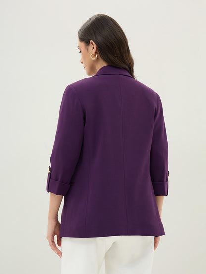 Ecuador Rolled-Up Sleeves Blazer-Purple