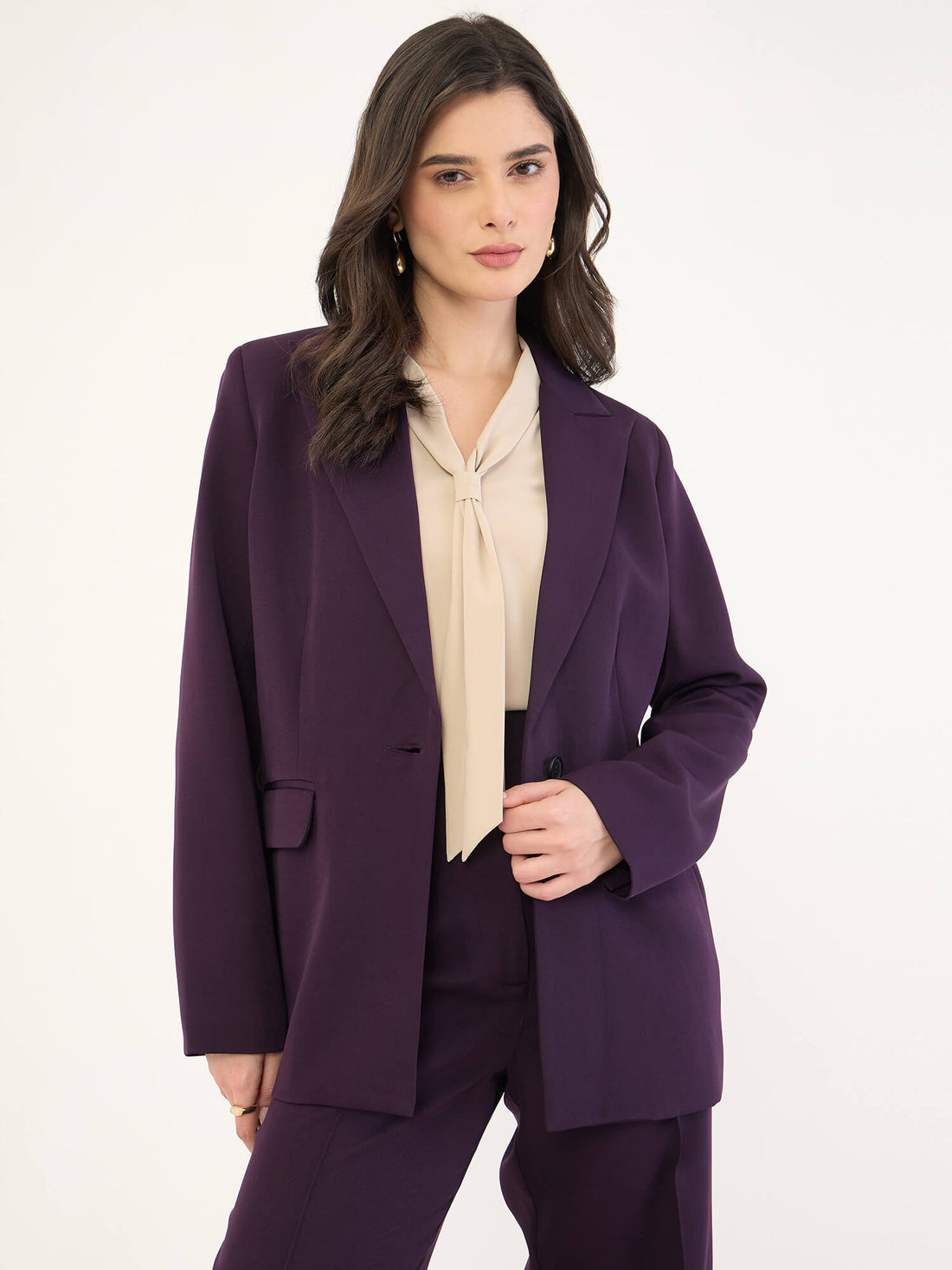 Iris Single Breasted Blazer-Purple