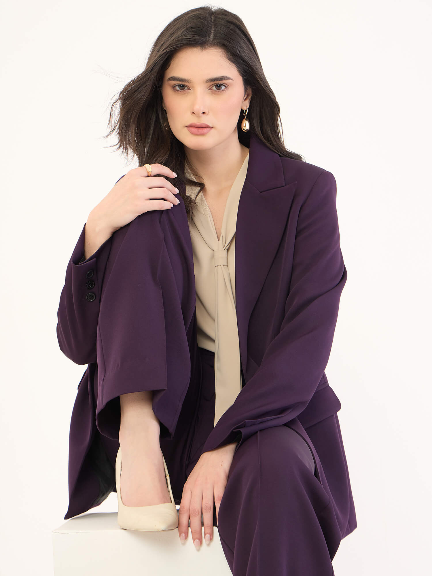 Iris Single Breasted Blazer-Purple