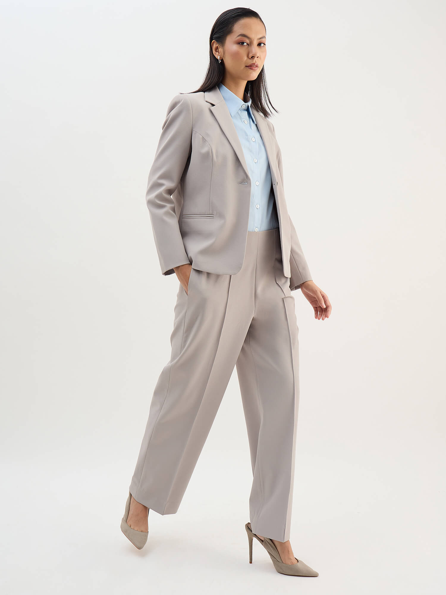 Berlin Single Breasted Blazer-Grey