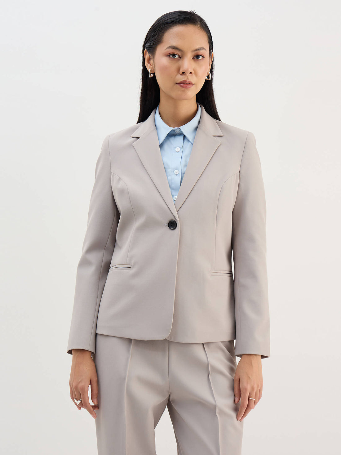 Berlin Single Breasted Blazer-Grey