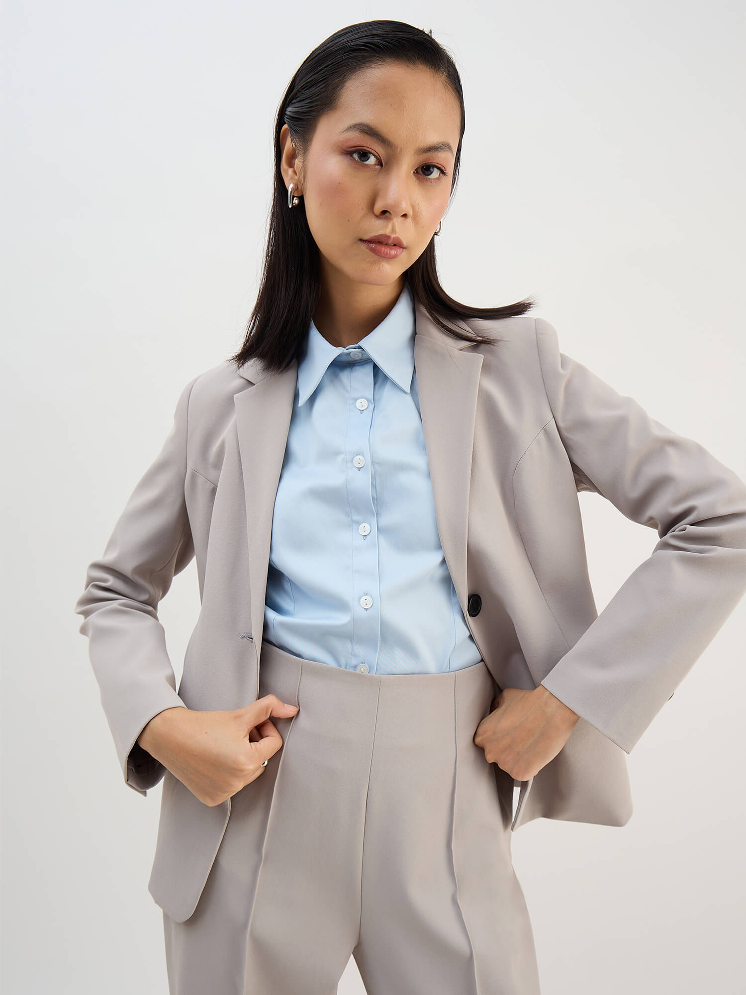 Berlin Single Breasted Blazer-Grey