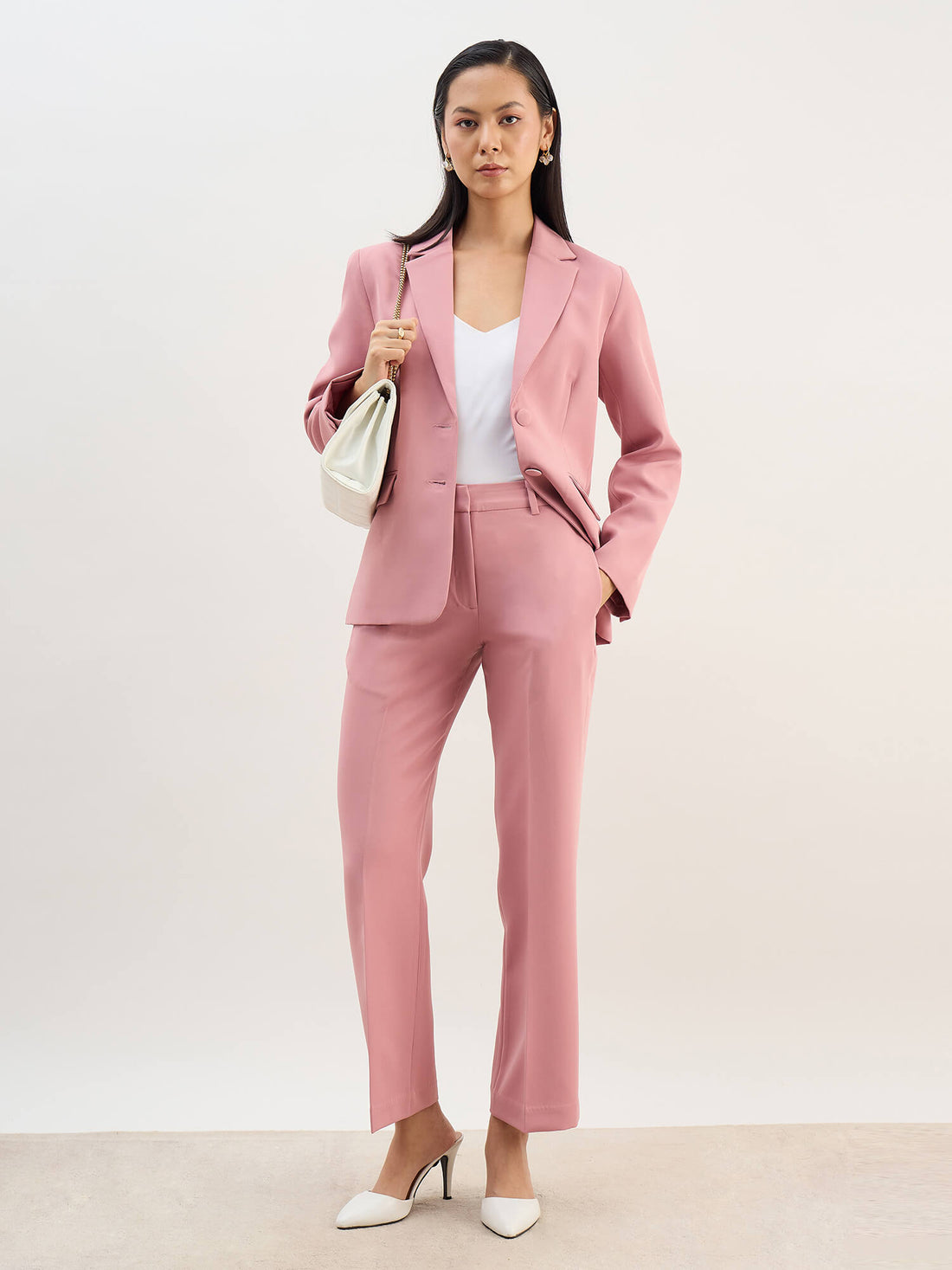 Sincere Single Breasted Blazer-Dusty Pink