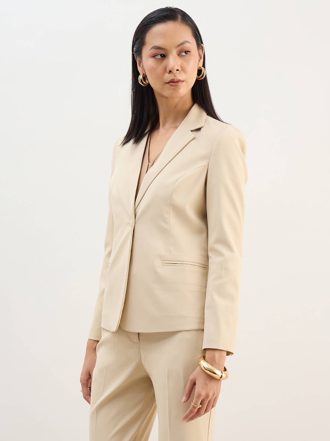 Grace Single Breasted Blazer-Ivory