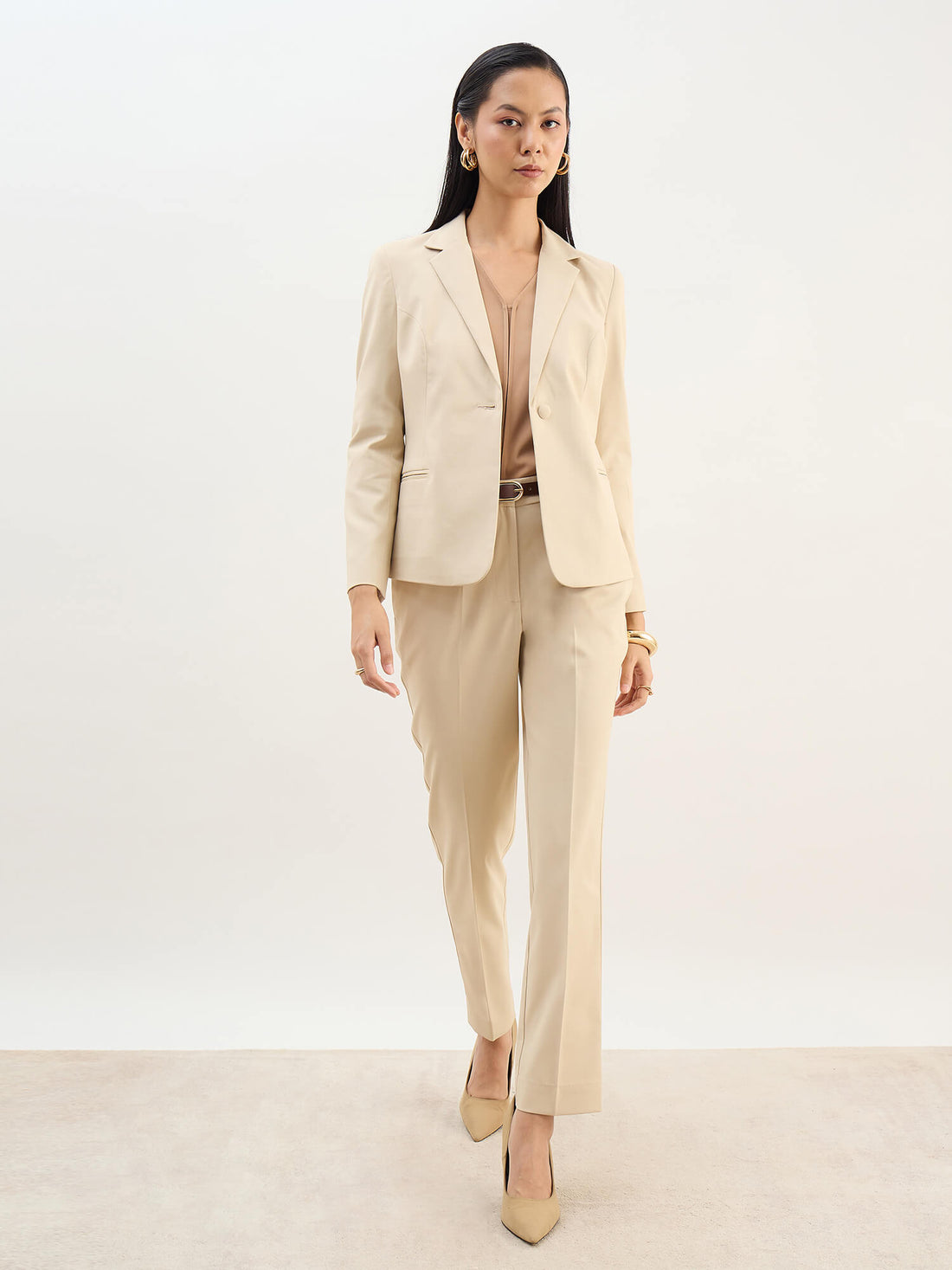 Grace Single Breasted Blazer-Ivory