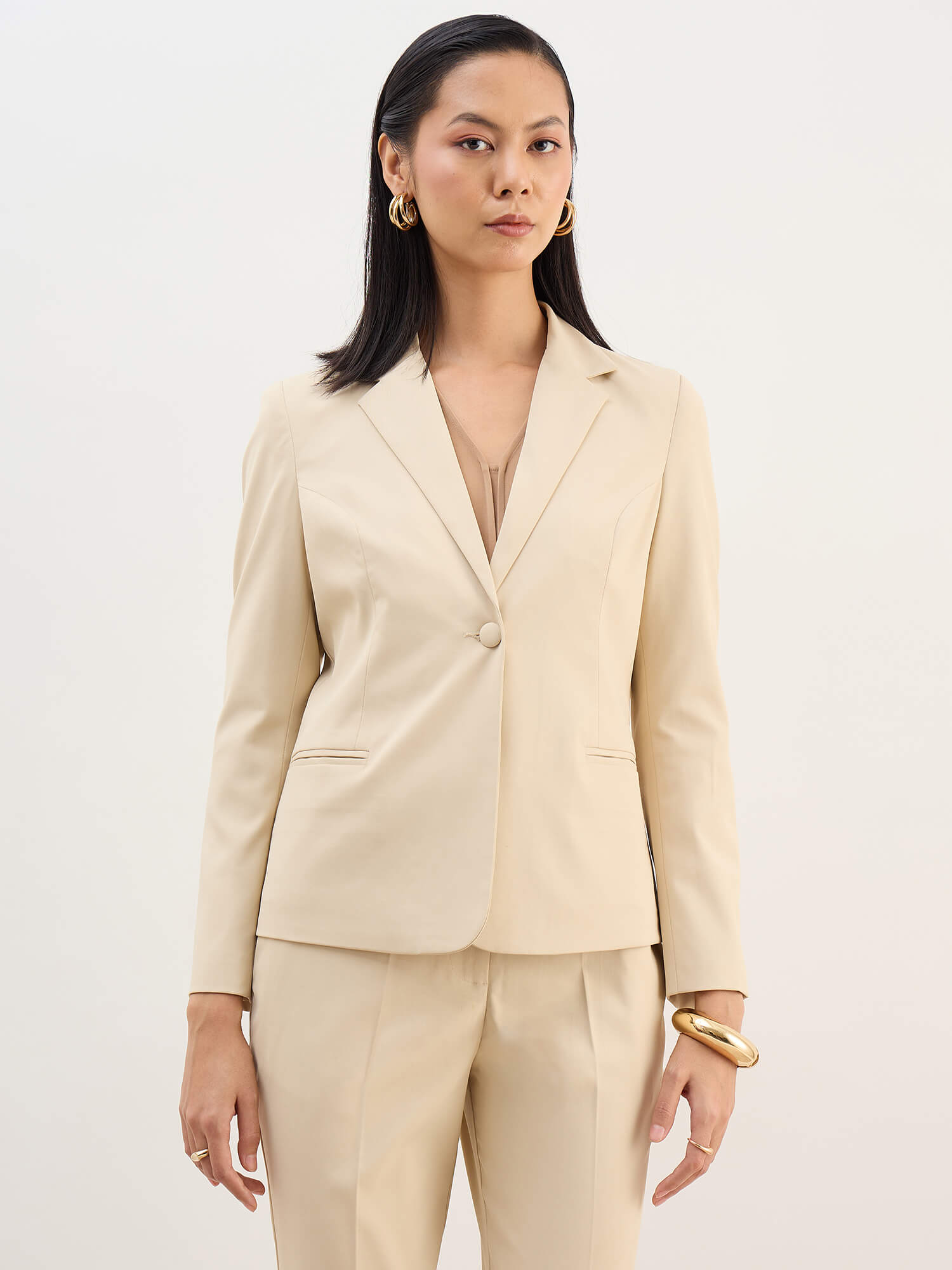 Grace Single Breasted Blazer-Ivory